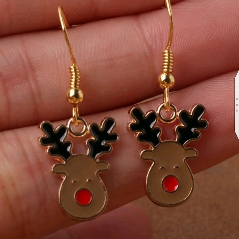 ✨3 FOR $28✨🆕 BROWN REINDEER EARRINGS - RUDOLPH